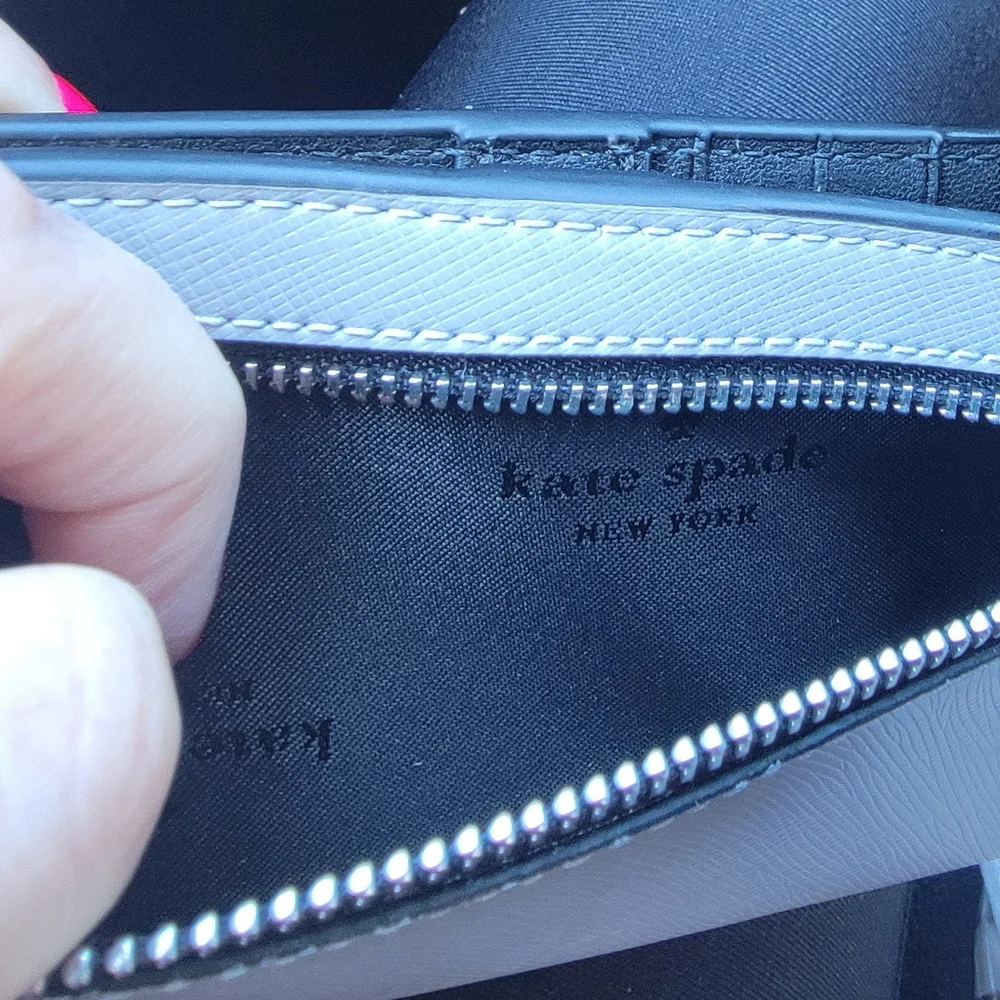Kate Spade Two-Tone Gray and White Large Slim Bifold Wallet New With Tags